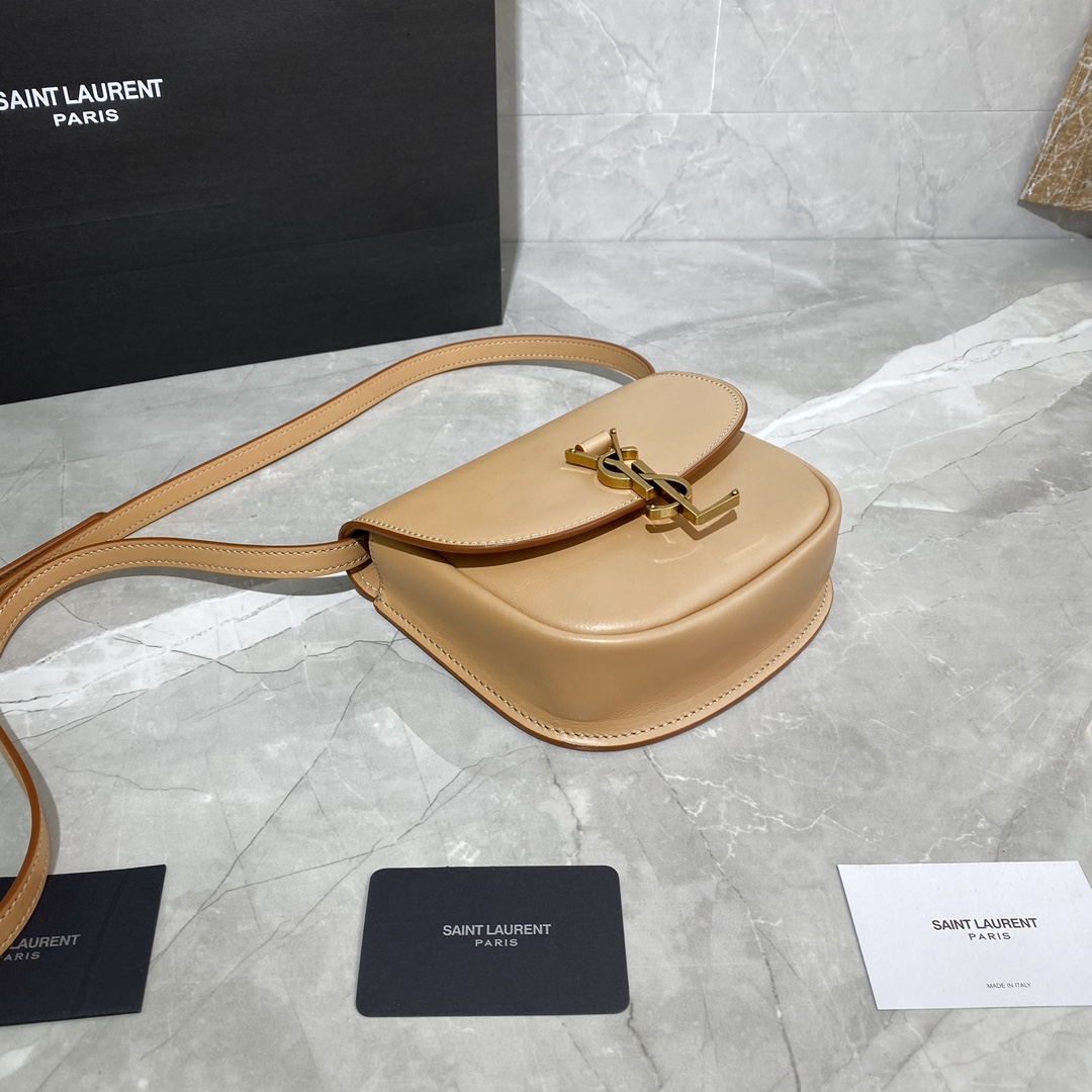 Y51 kaia small satchel in smooth vintage leather brown gold 619740 18 x 15.5 x 5.5 cm