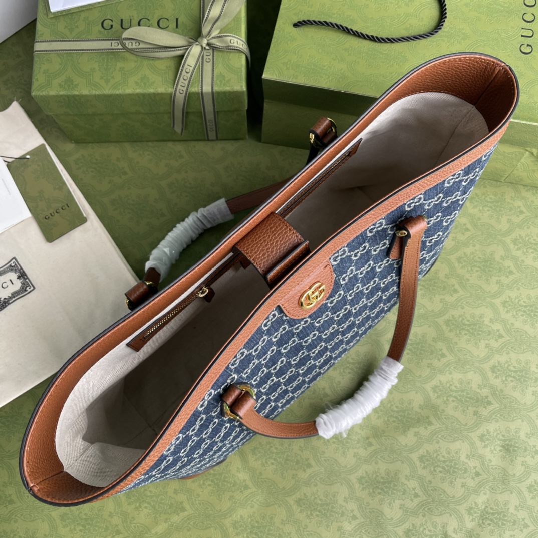gvc*1 ophidia gg medium tote blue and ivory De*1m 631685 38 x 28 x 14 cm