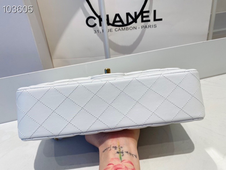 ch**el flap bag white & G01den chain a01112 25cm