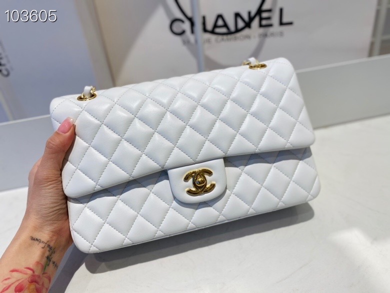 ch**el flap bag white & G01den chain a01112 25cm