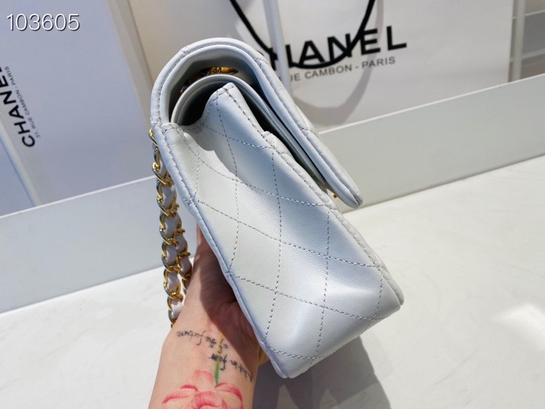 ch**el flap bag white & G01den chain a01112 25cm