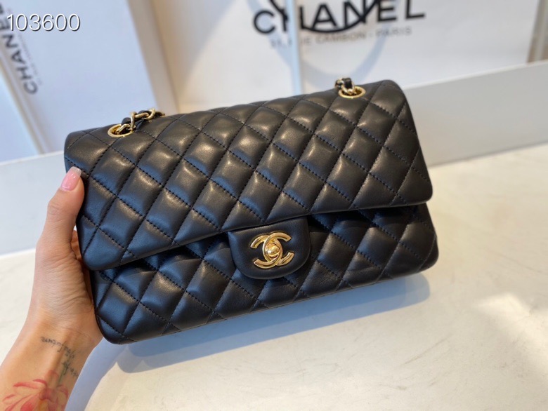ch**el flap bag black & G01den chain a01112 25cm