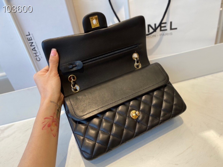 ch**el flap bag black & G01den chain a01112 25cm