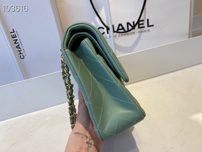 Ch**el flap bag seafoam a01112 25cm