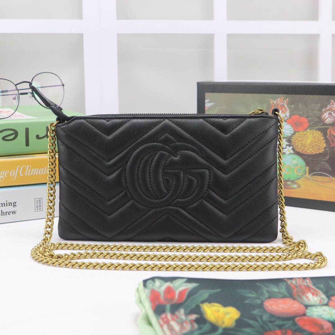 Gvc*1 gg marmont mini chain bag black 443447 22 x 13 x 3.5 cm
