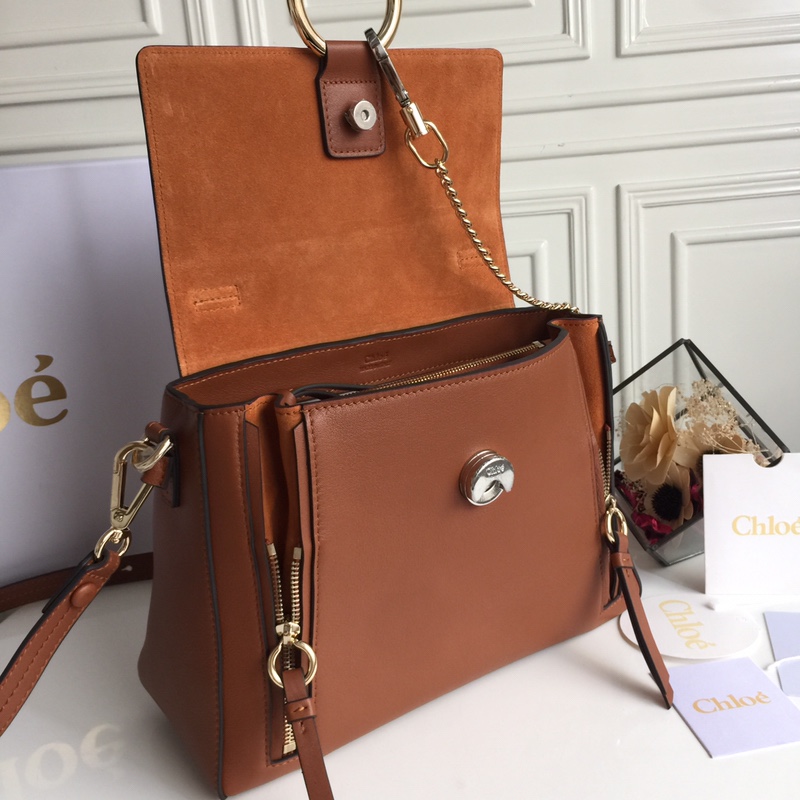Ch10É medium faye day bag tan chc17ws321 32.5 x 25 x 13 cm  double carry bag in smooth & suede calfskin