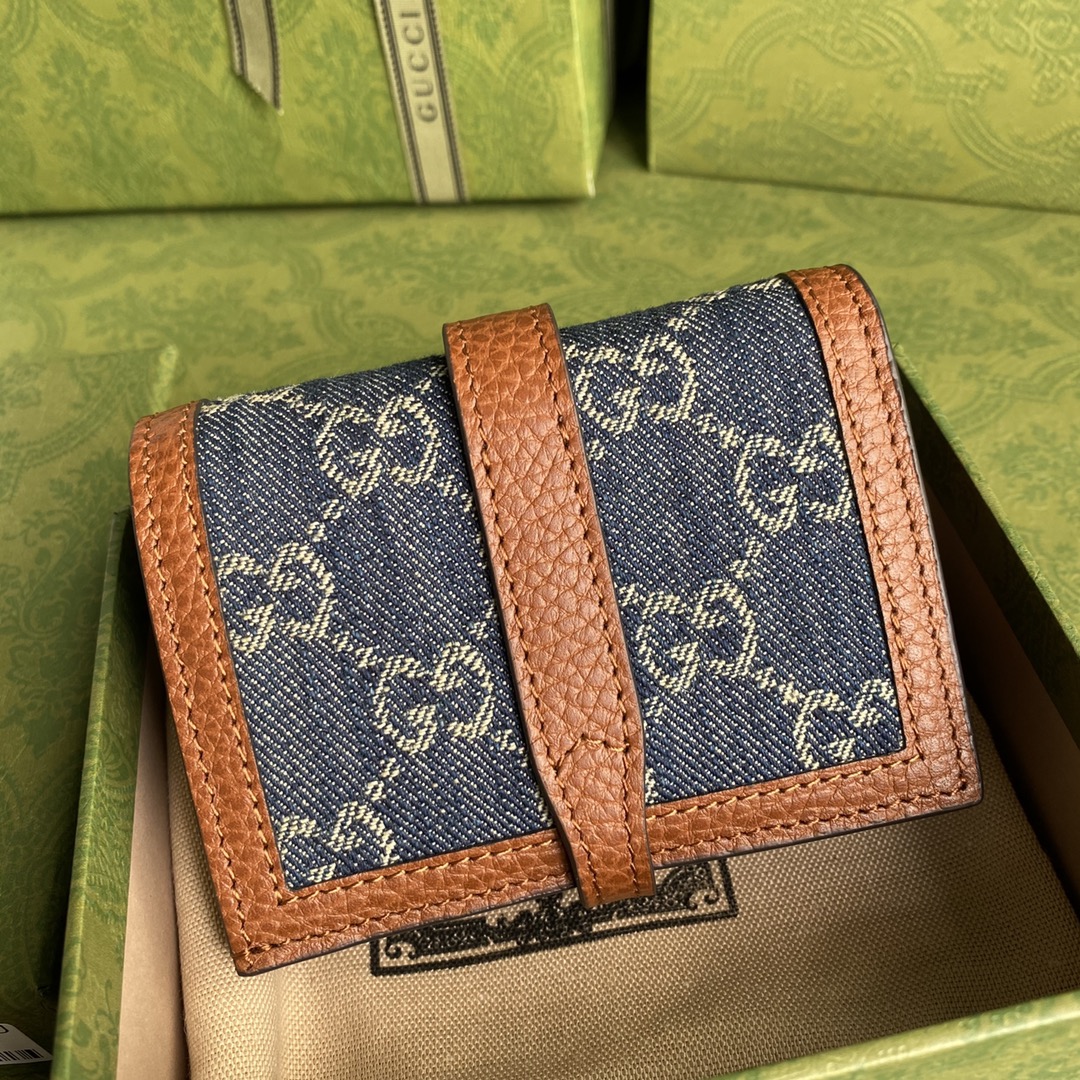 Gvc*1 jackie 1961 card case wallet blue and ivory 645536 11 × 8.5 x 3 cm