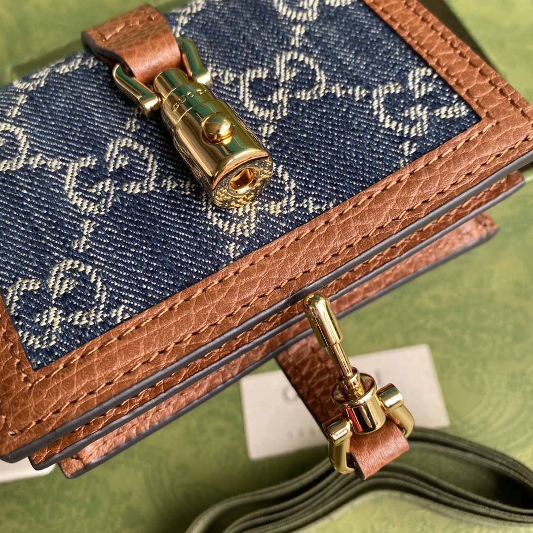 Gvc*1 jackie 1961 card case wallet blue and ivory 645536 11 × 8.5 x 3 cm
