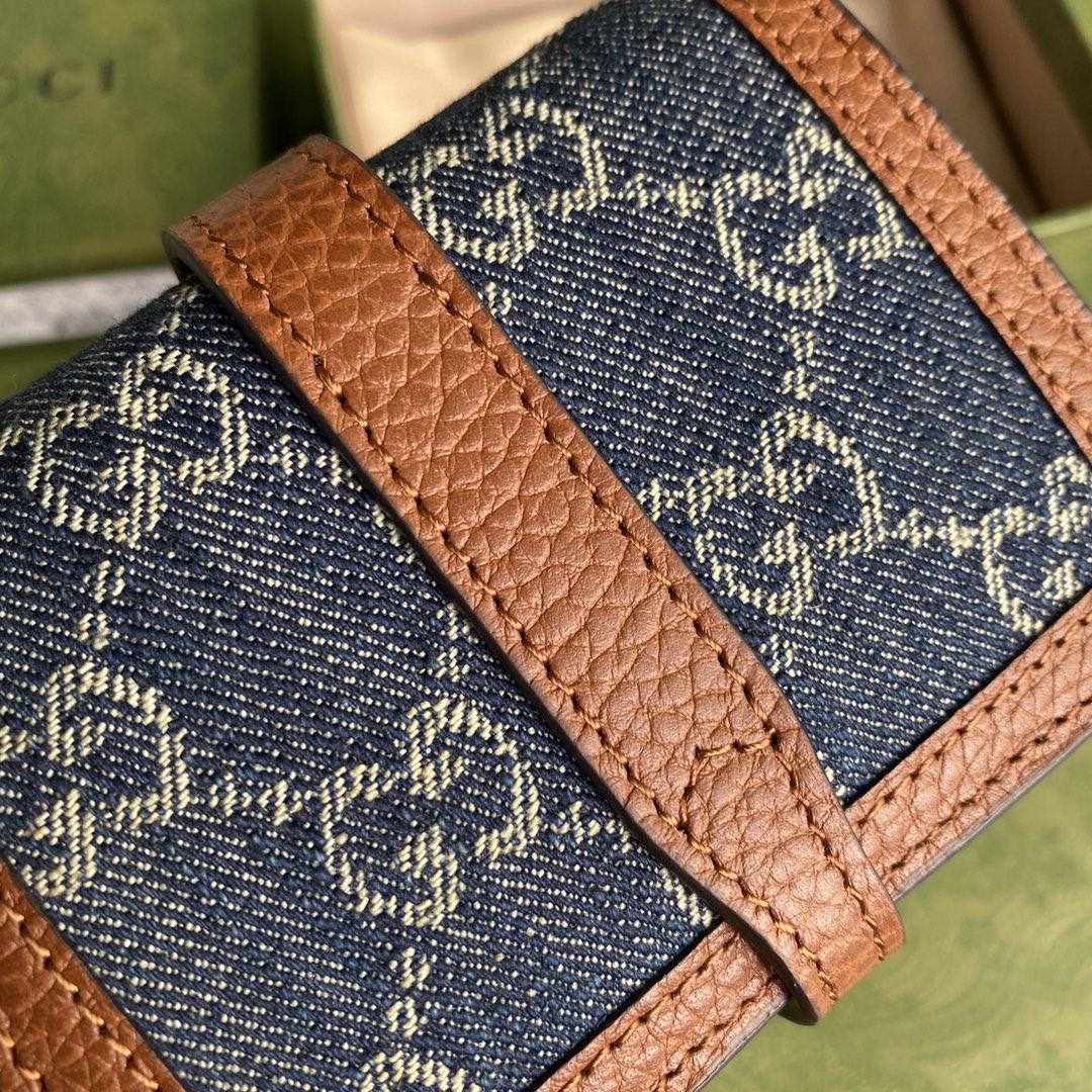 Gvc*1 jackie 1961 card case wallet blue and ivory 645536 11 × 8.5 x 3 cm
