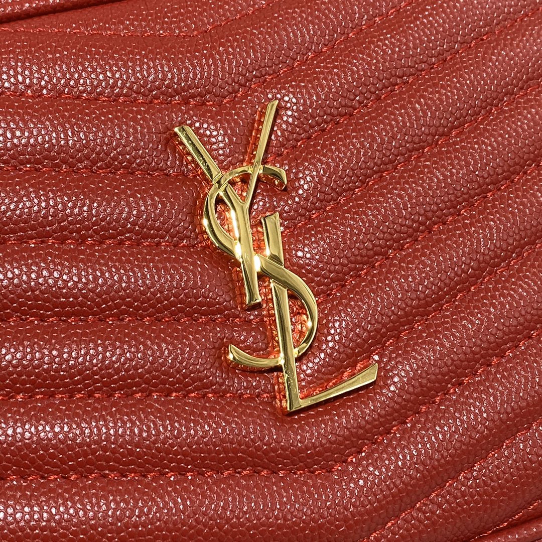 Y51 lou mini bag in quilted grain de poudre embossed leather rougr opyum 6125791 18 × 10 × 5 cm