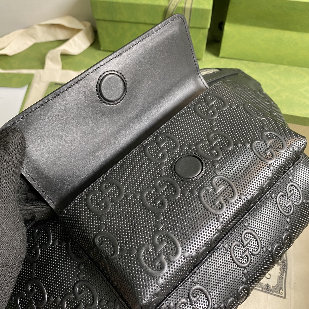 Gvc*1 gg embossed belt bag leather black 645093 28 × 18 × 8 cm