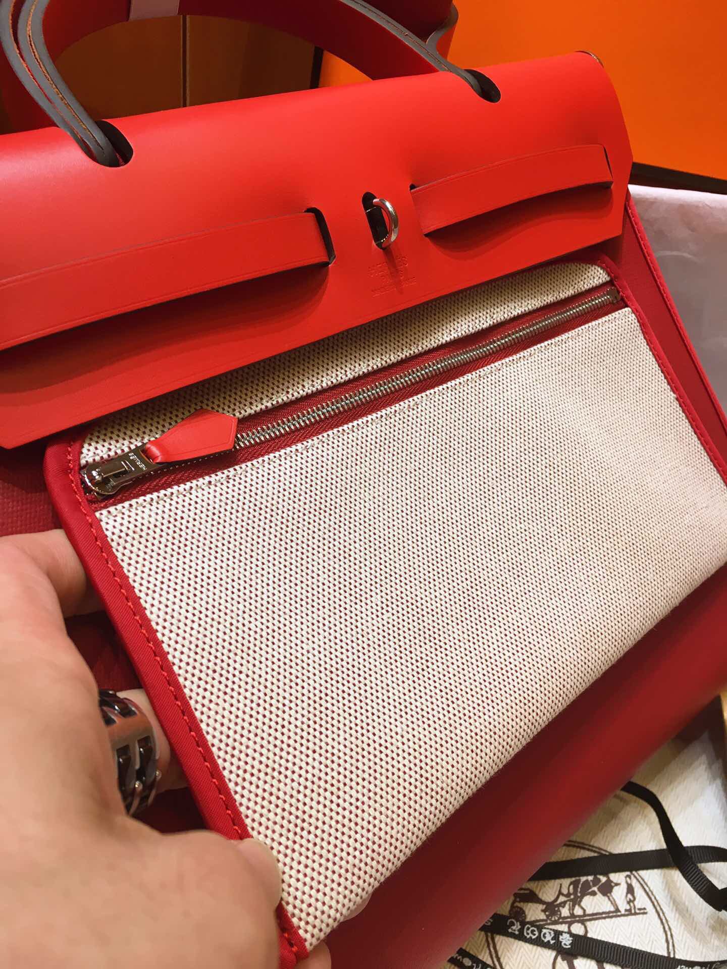 H**me5 herbag zip 31 pm retourne bag rouge casaque 078971 25 x 31 x 10 cm