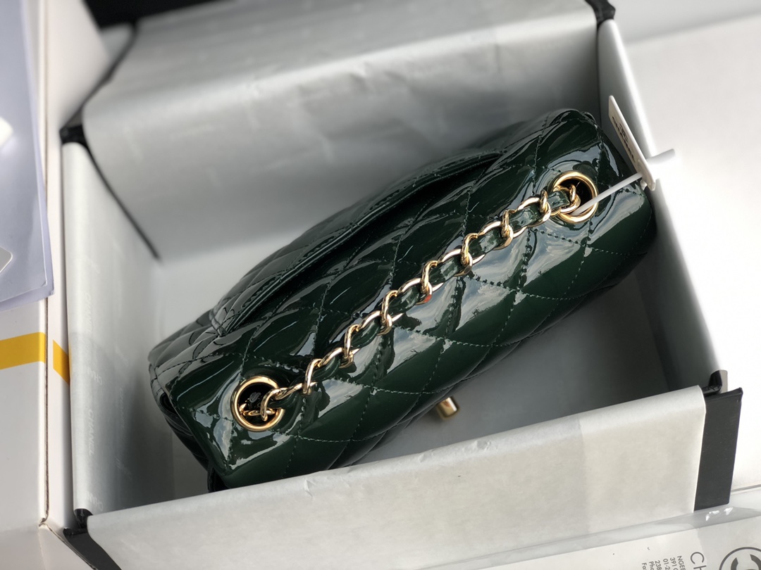 ch**el cf mini patent calfskin & G01den metal forest bag 20cm