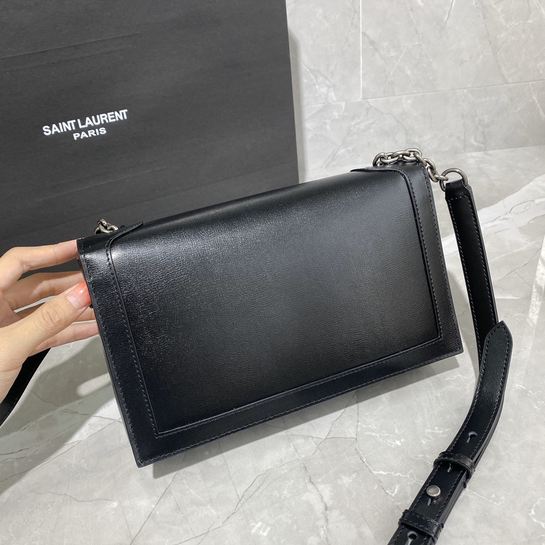 Y51 book bag in smooth leather black metal 532756 24 × 14 × 8 cm