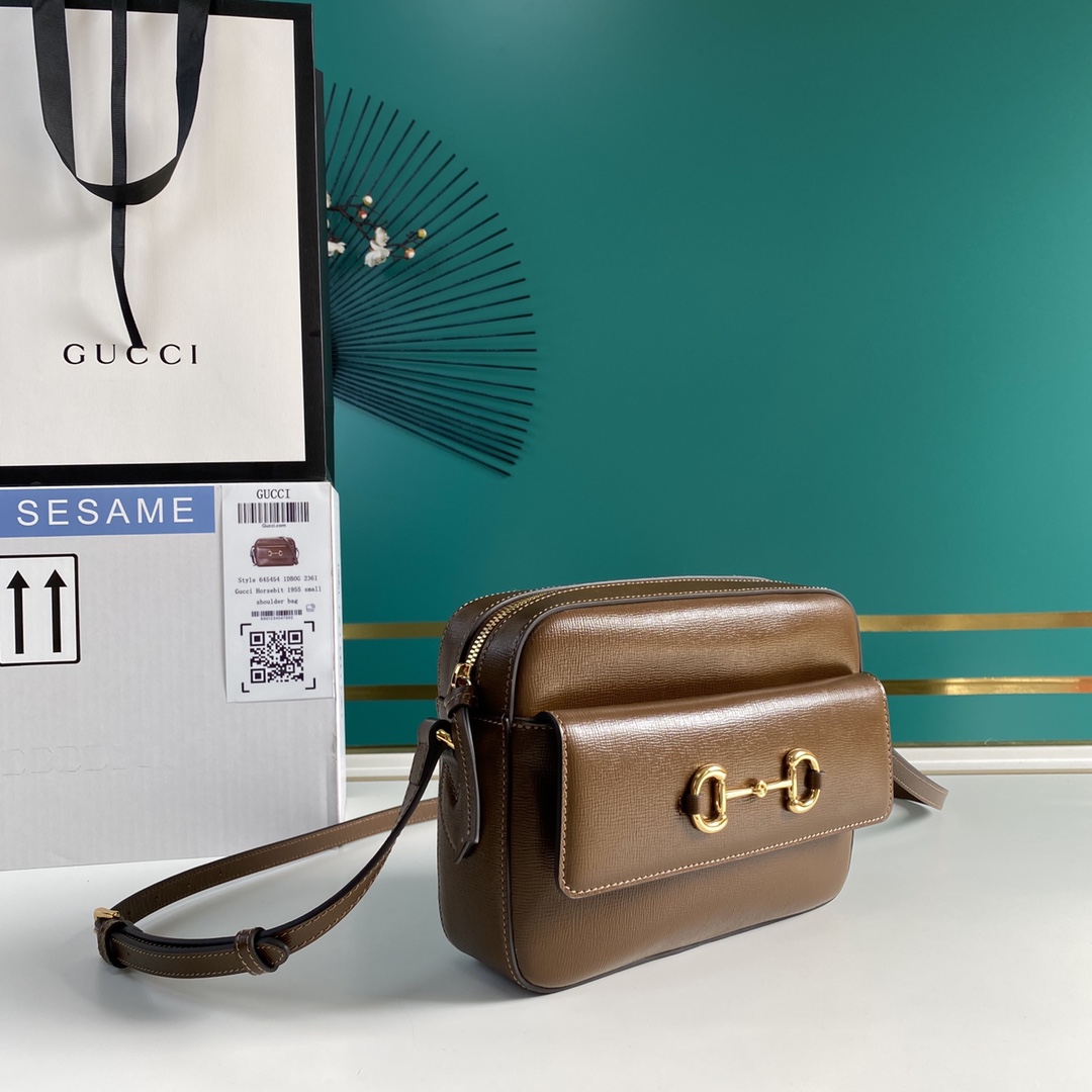 Gvc*1 horsebit 1955 small shoulder bag white leather ‎645454 22.5 x 17 x 6.5 cm
