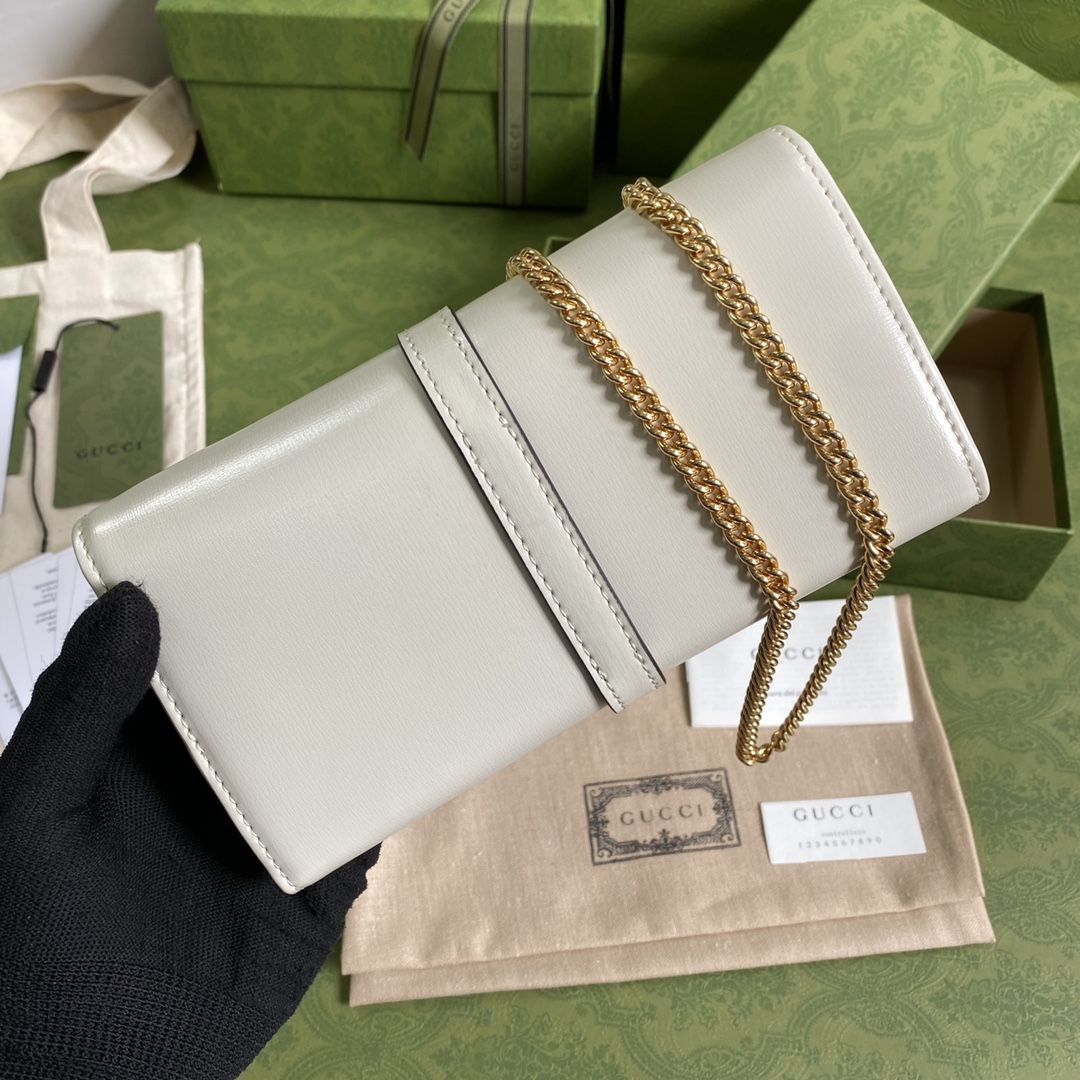 Gvc*1 jackie 1961 chain wallet white leather 652681 19 x 10 x 3.5 cm
