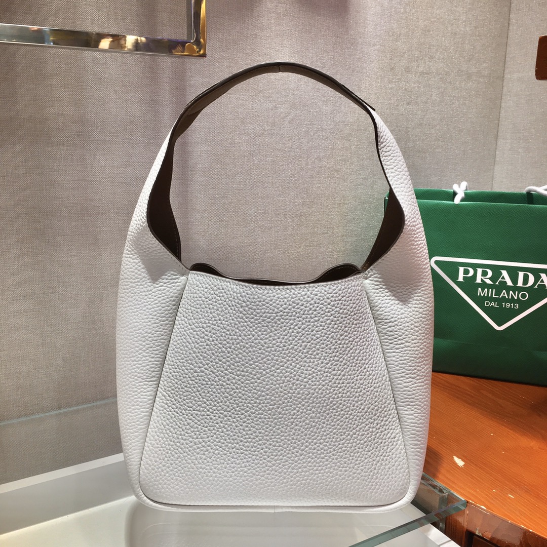 Pra*a leather handbag chalk white 1bc127 23 x 21 x 13 cm
