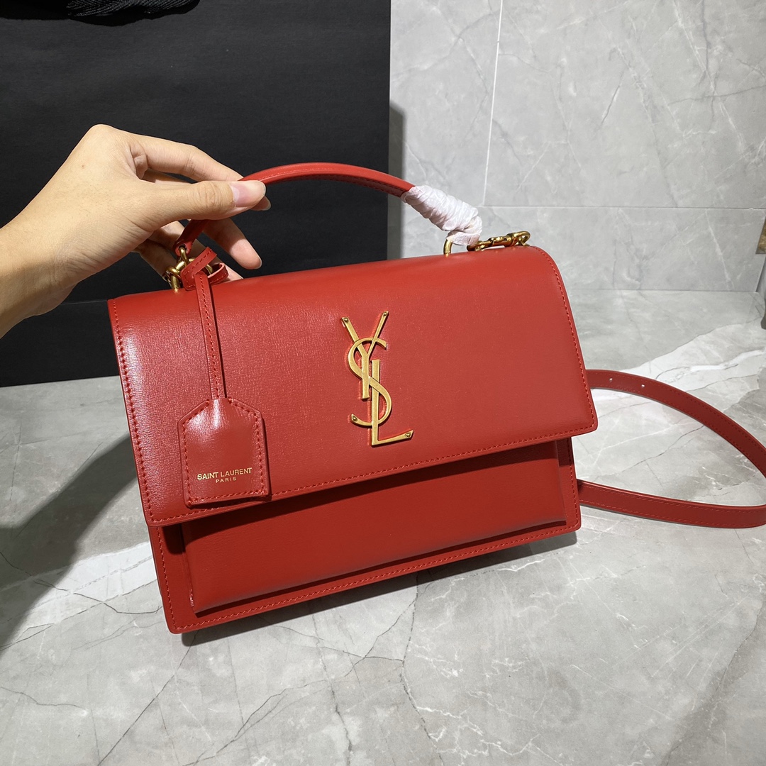 Y51 medium sunset satchel in smooth leather rouge eros 634723 25 x 18 x 5 cm