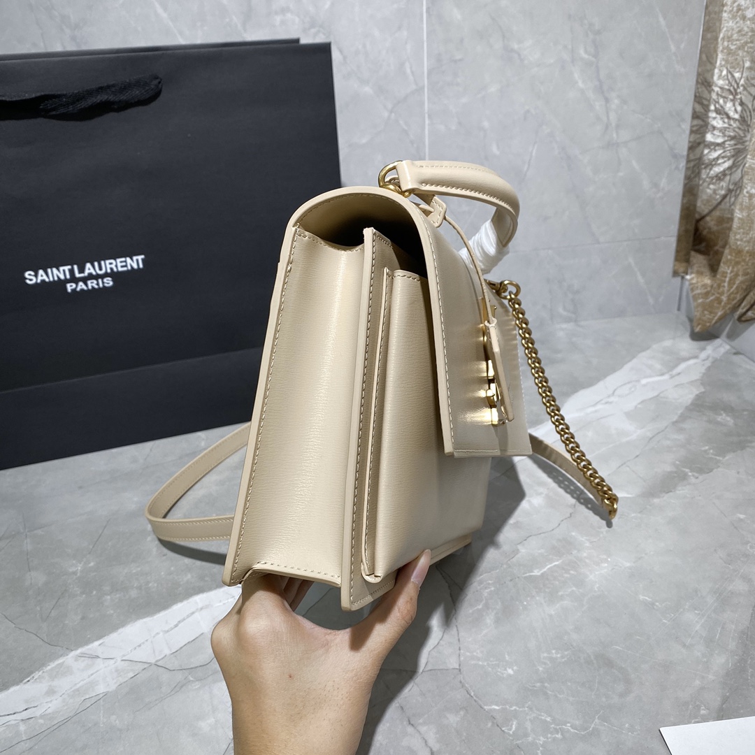 Y51 medium sunset satchel in smooth leather ivory natural 634723 25 x 18 x 5 cm