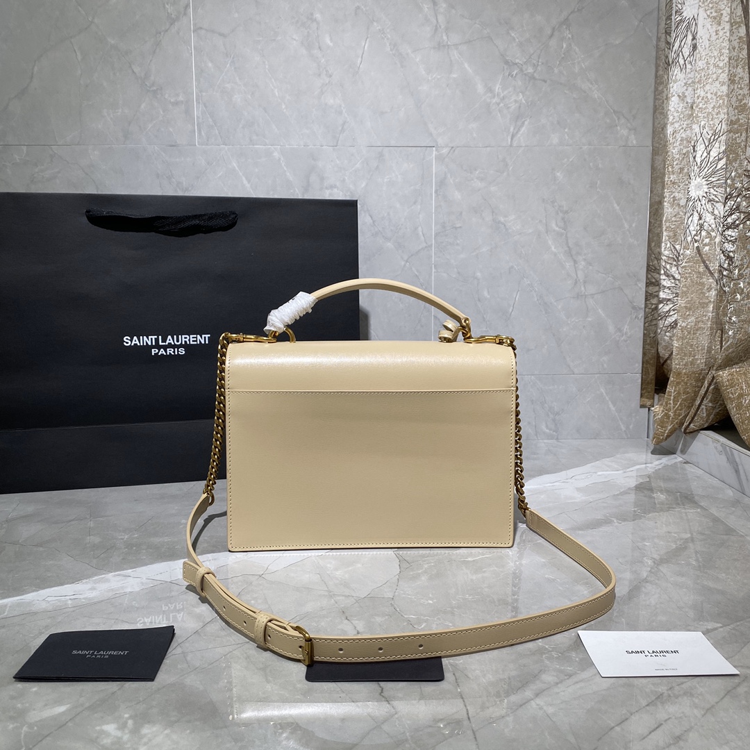 Y51 medium sunset satchel in smooth leather ivory natural 634723 25 x 18 x 5 cm