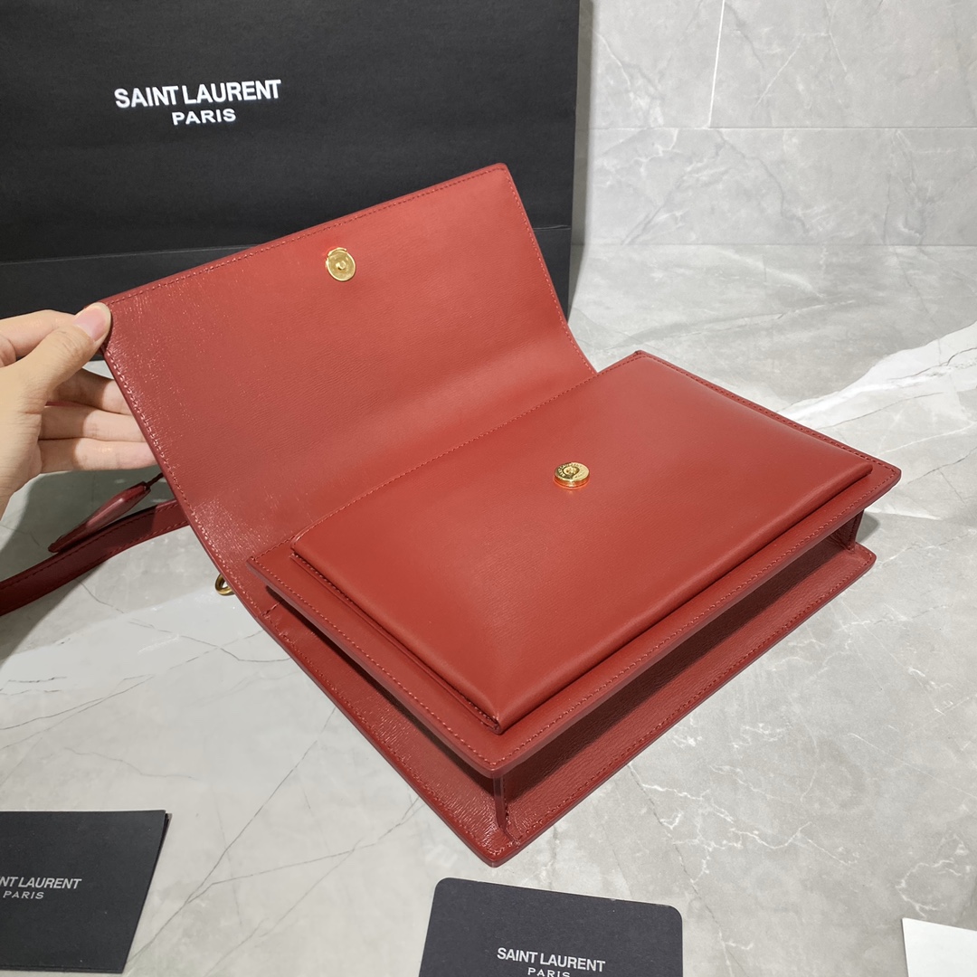 Y51 medium sunset satchel in smooth leather opyum red 634723 25 x 18 x 5 cm