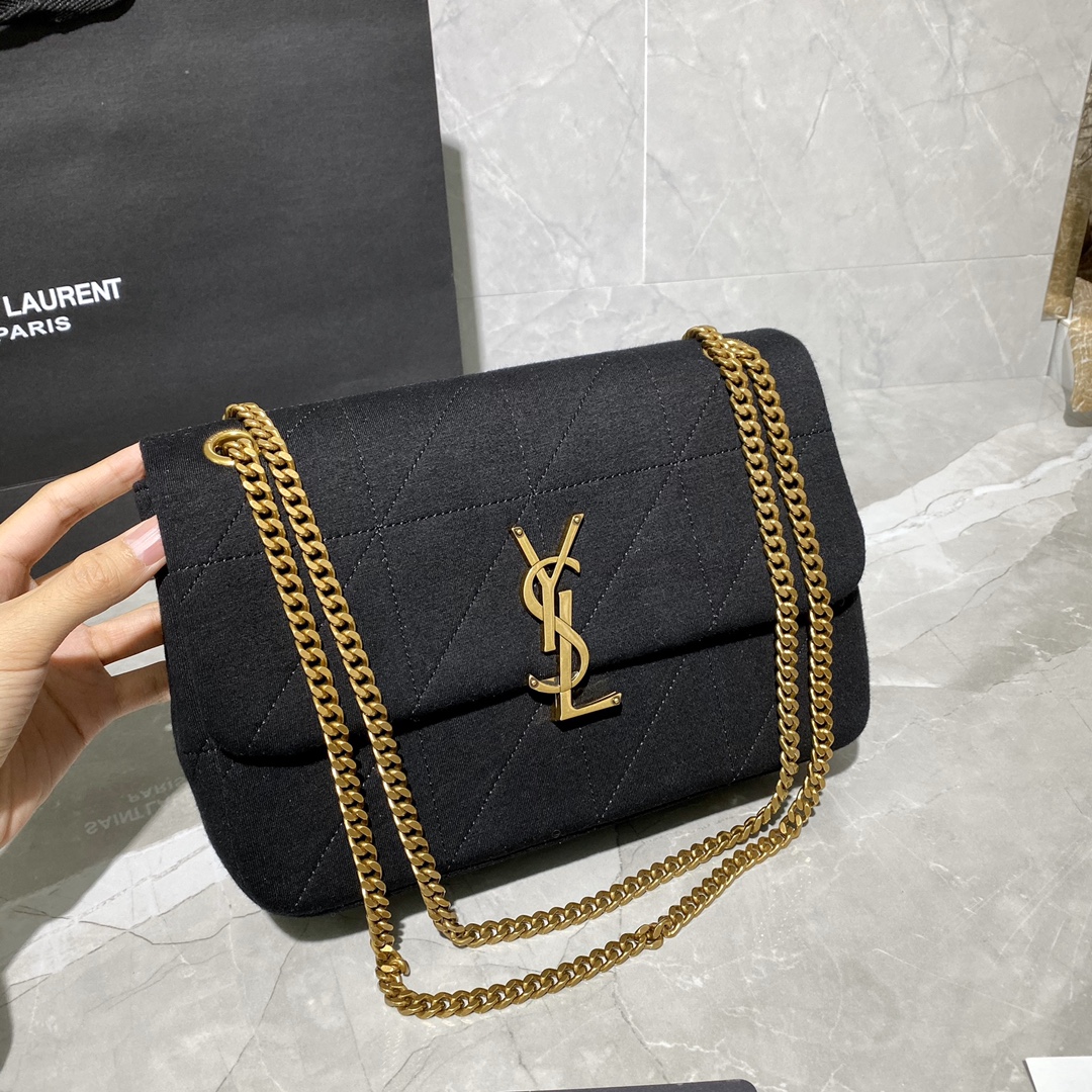 Y51 jamie medium "carrÉ rive gauche" in jersey black 6348202 24 × 15.5 × 6.5 cm