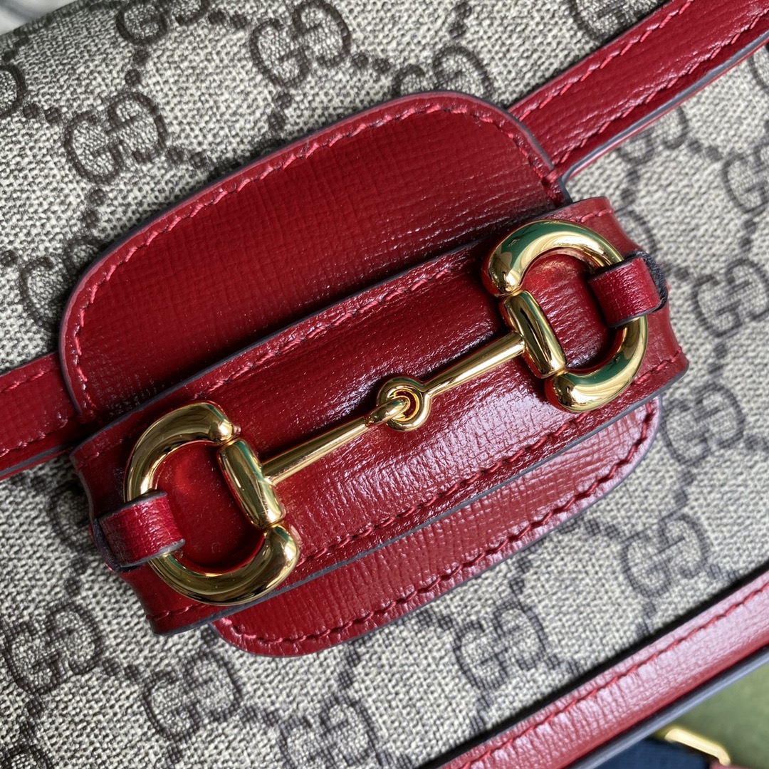 Gvc*1 mini horsebit 1955 bag gg svp*me canvas beige and red 658574 20.5 x 14 x 5 cm