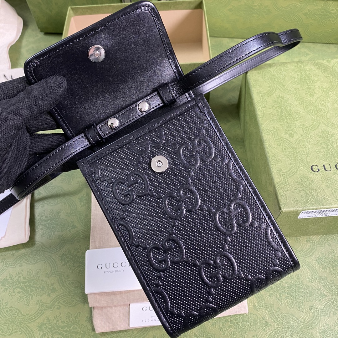 Gvc*1 mini gg embossed bag leather back 625571 11.5 x 18 x 3.5 cm