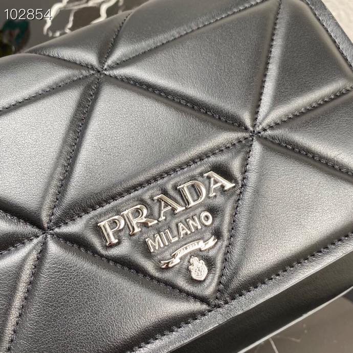 Pra*a spectrum nappa lining leather bag black 1bd283 23 x 18 x 5 cm