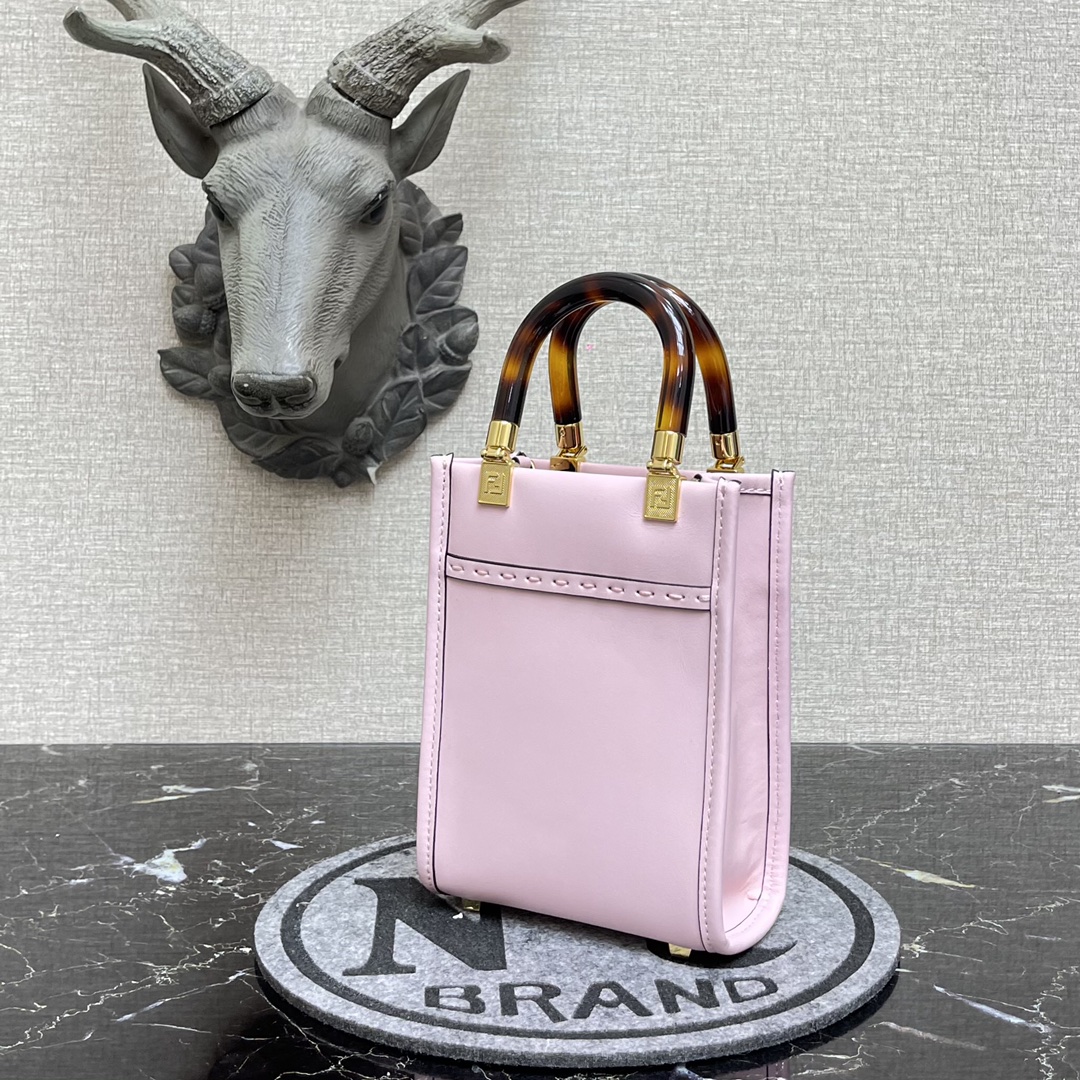 F**di mini sunshine shopper leather pink 8bs051 13 x 18 x 6.5 cm