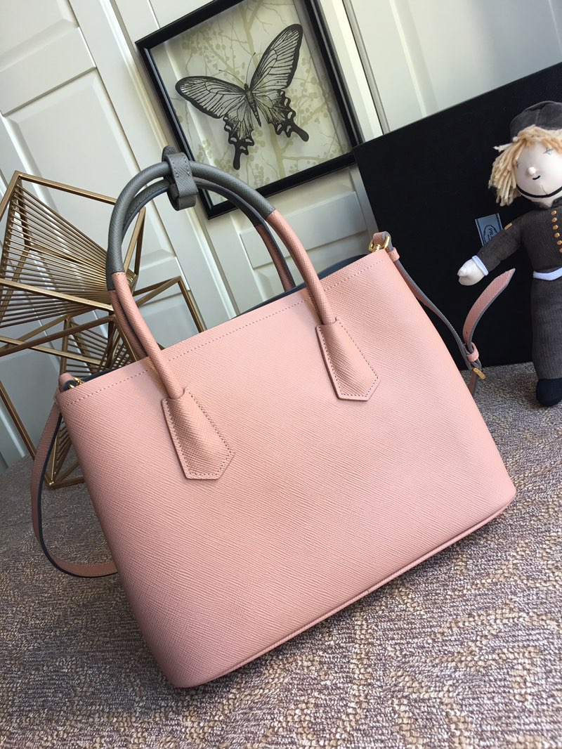 Pra*a medium saffiano leather double Pra*a bag powder pink 1bg775 33 x 24.5 x 14 cm