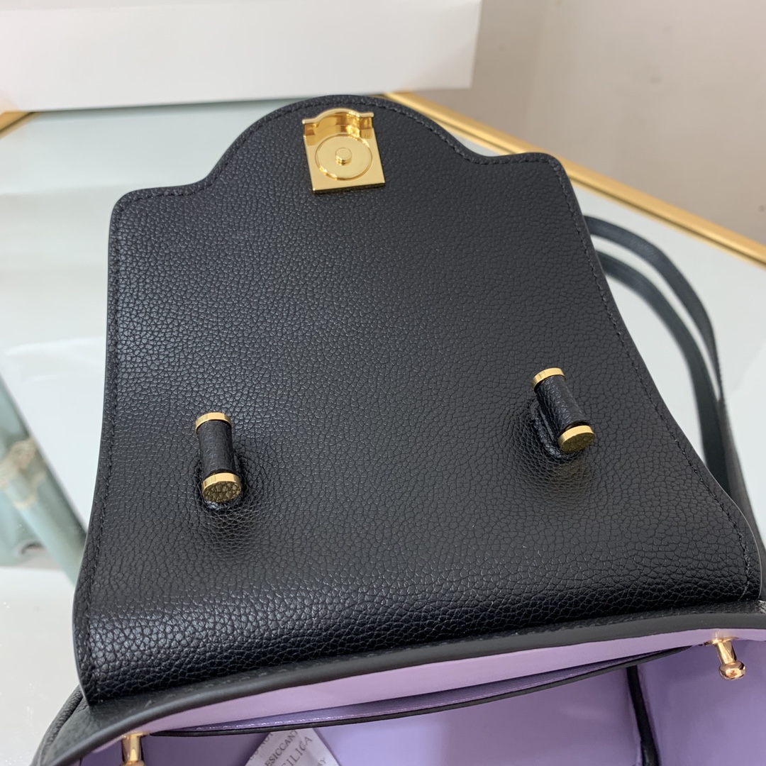 VERSACE SMALL LA MEDUSA HANDBAG Black DBFI040 20 x 10 x 17 cm