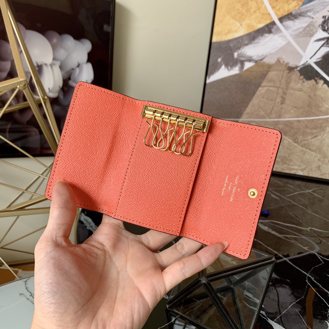 l0vis Vvtt0n 6 key holder monogram canvas peach m62630 10 x 7 cm