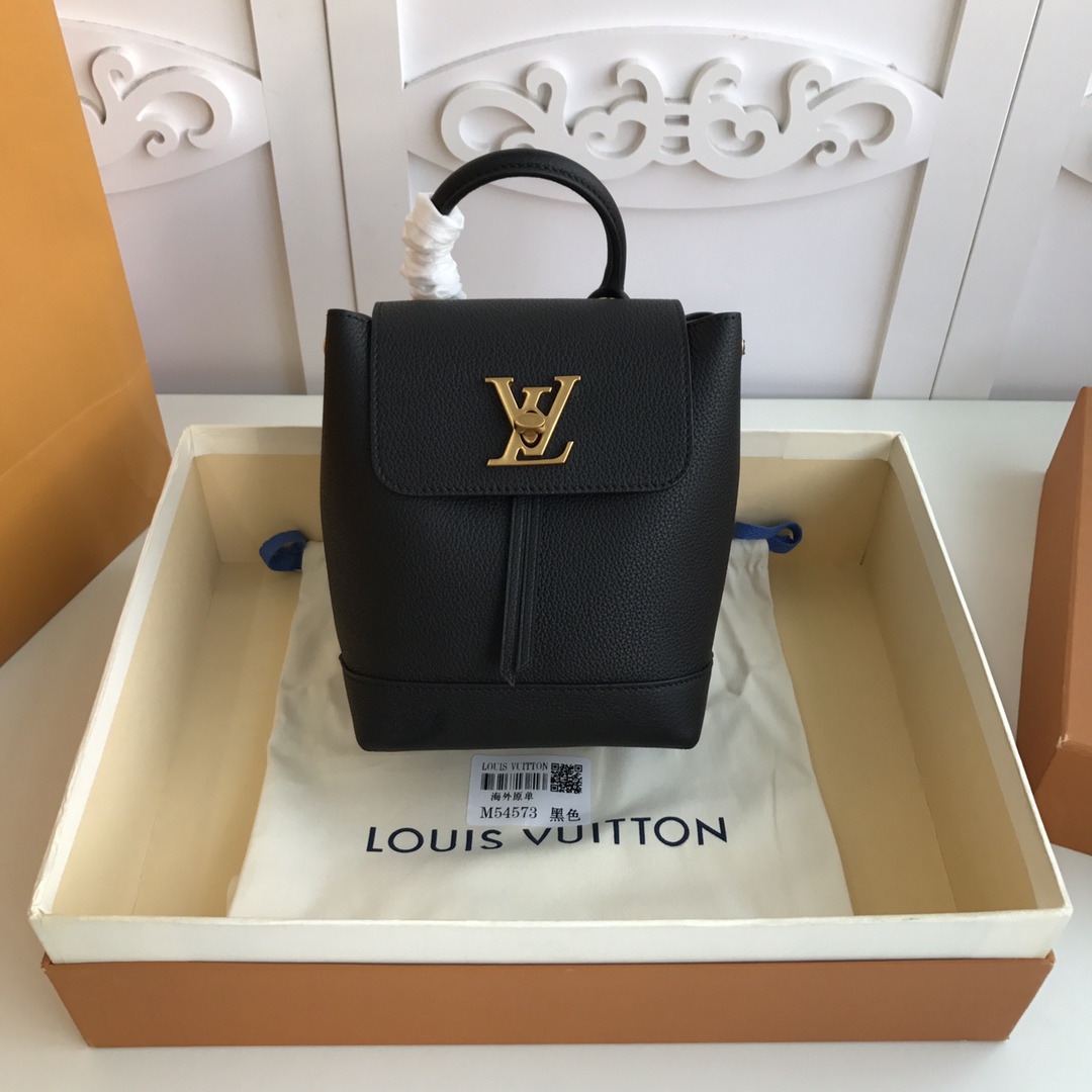 l0vis vvtt0n mini lockme backpack calfskin leather G01den metal black m54573 16 x 19.4 x 10 cm