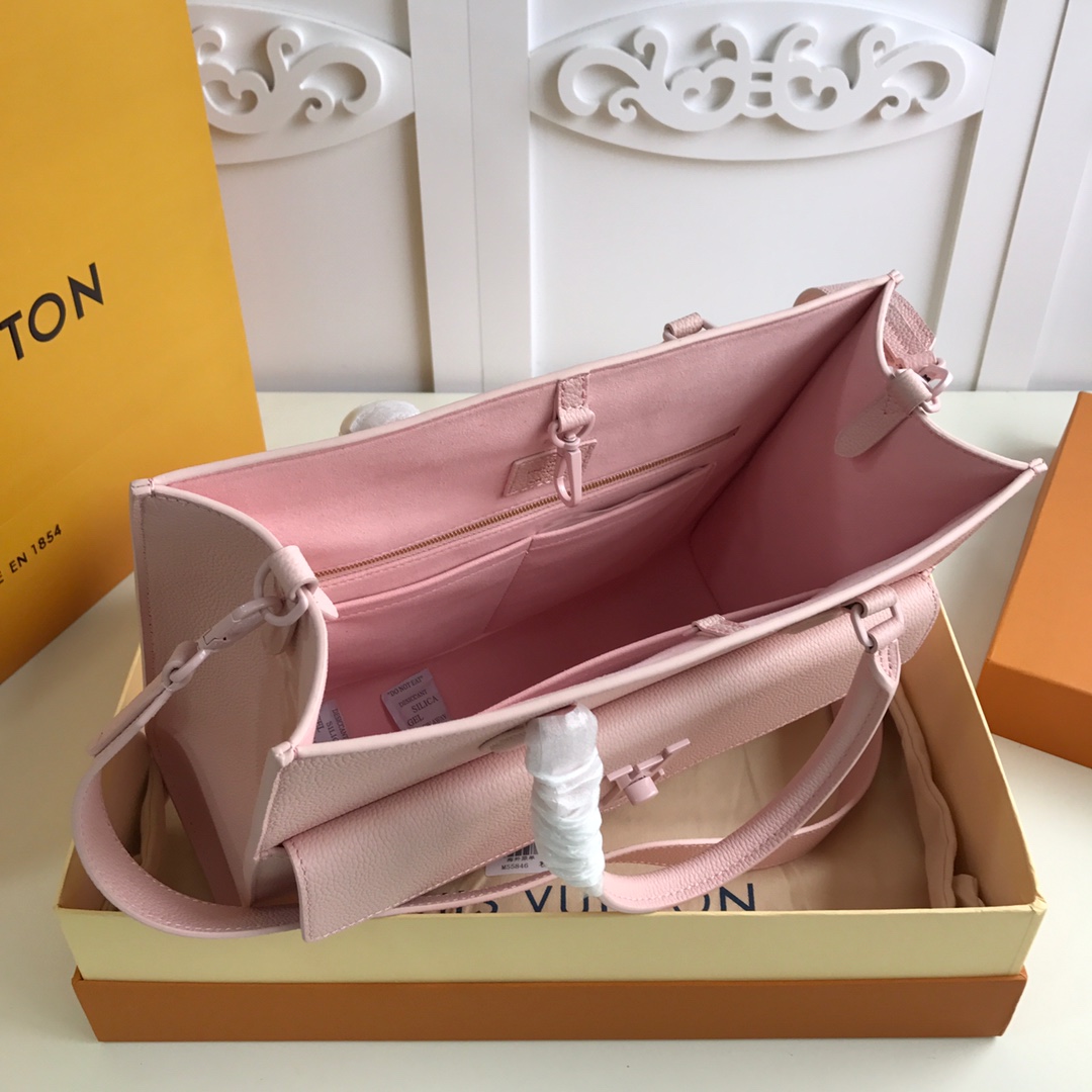 l0vis Vvtt0n lockme tote mm soft grained calfskin leather pink m55846 34.5 x 28 x 12 cm