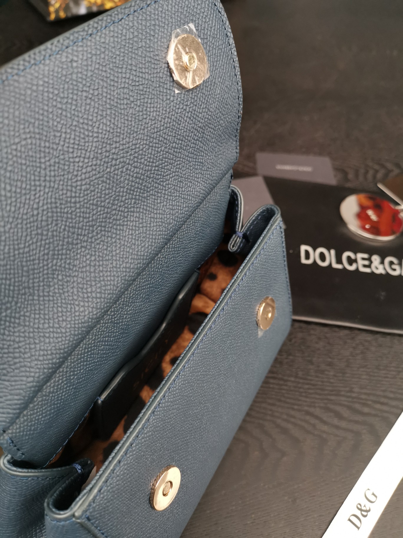 d01ce&Gab*a*a mini dauphine leather sicily bag blue bb4825a1001 16 x 10 x 5 cm