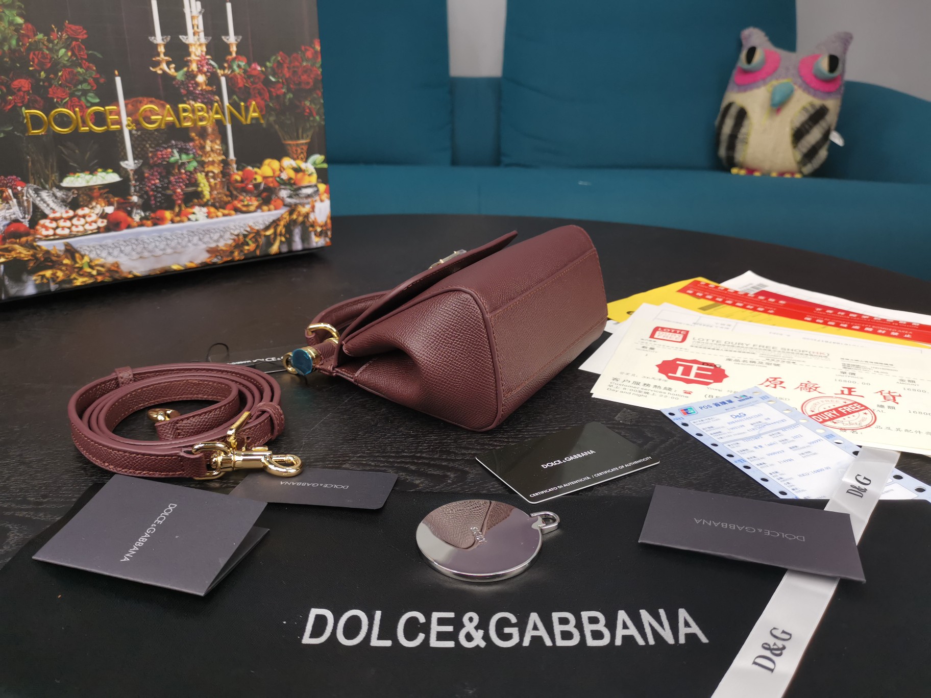 d01ce&Gab*a*a mini dauphine leather sicily bag purple bb4825a1001 16 x 10 x 5 cm