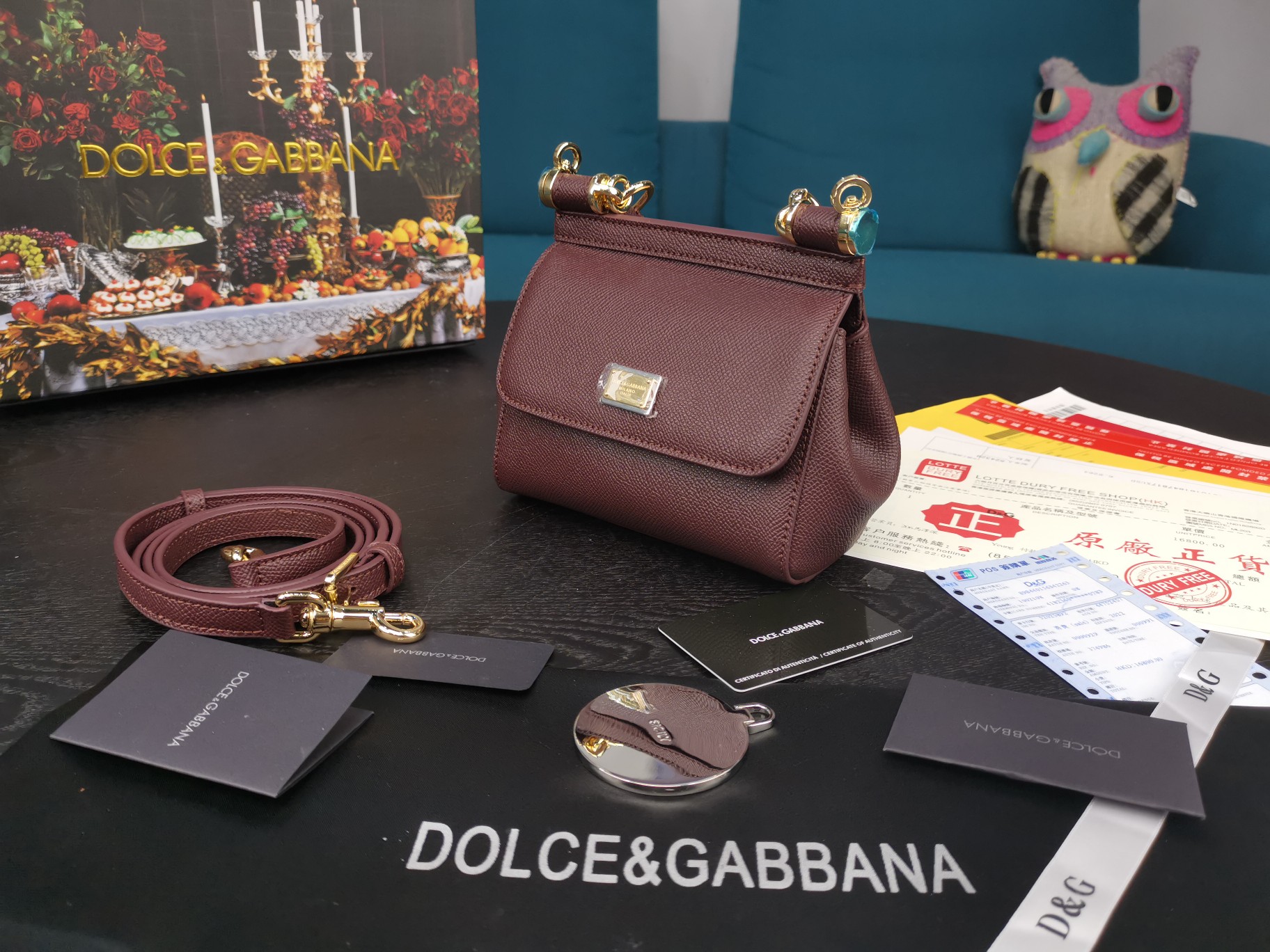 d01ce&Gab*a*a mini dauphine leather sicily bag purple bb4825a1001 16 x 10 x 5 cm