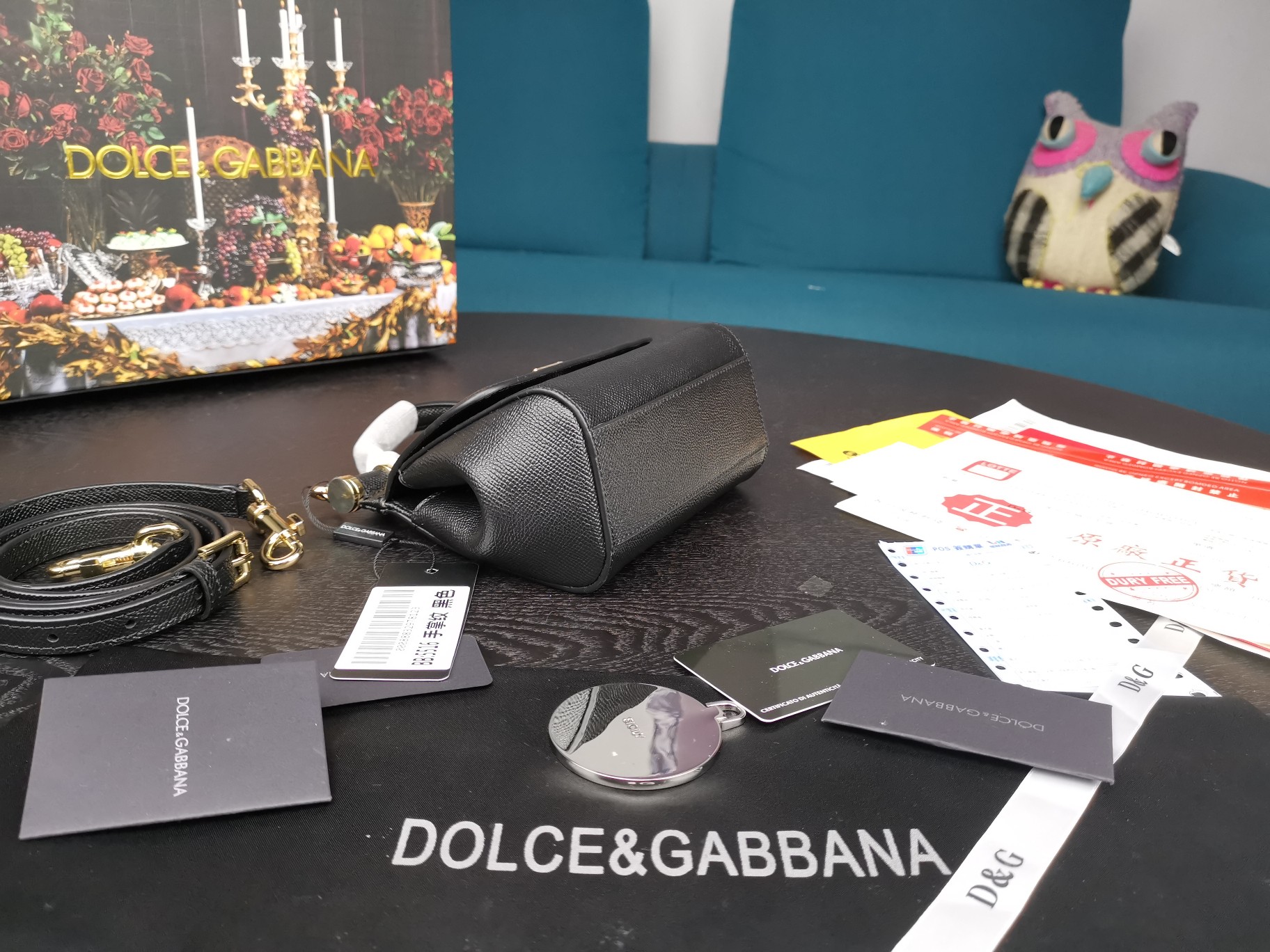 d01ce&Gab*a*a mini dauphine leather sicily bag black bb4825a1001 16 x 10 x 5 cm