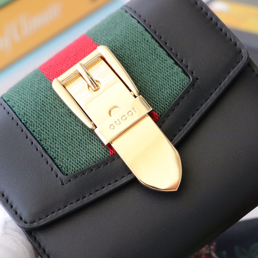 Gvc*1 sylvie tri-fold conpact wallet black 476081 11 x 9.5 x 3 cm