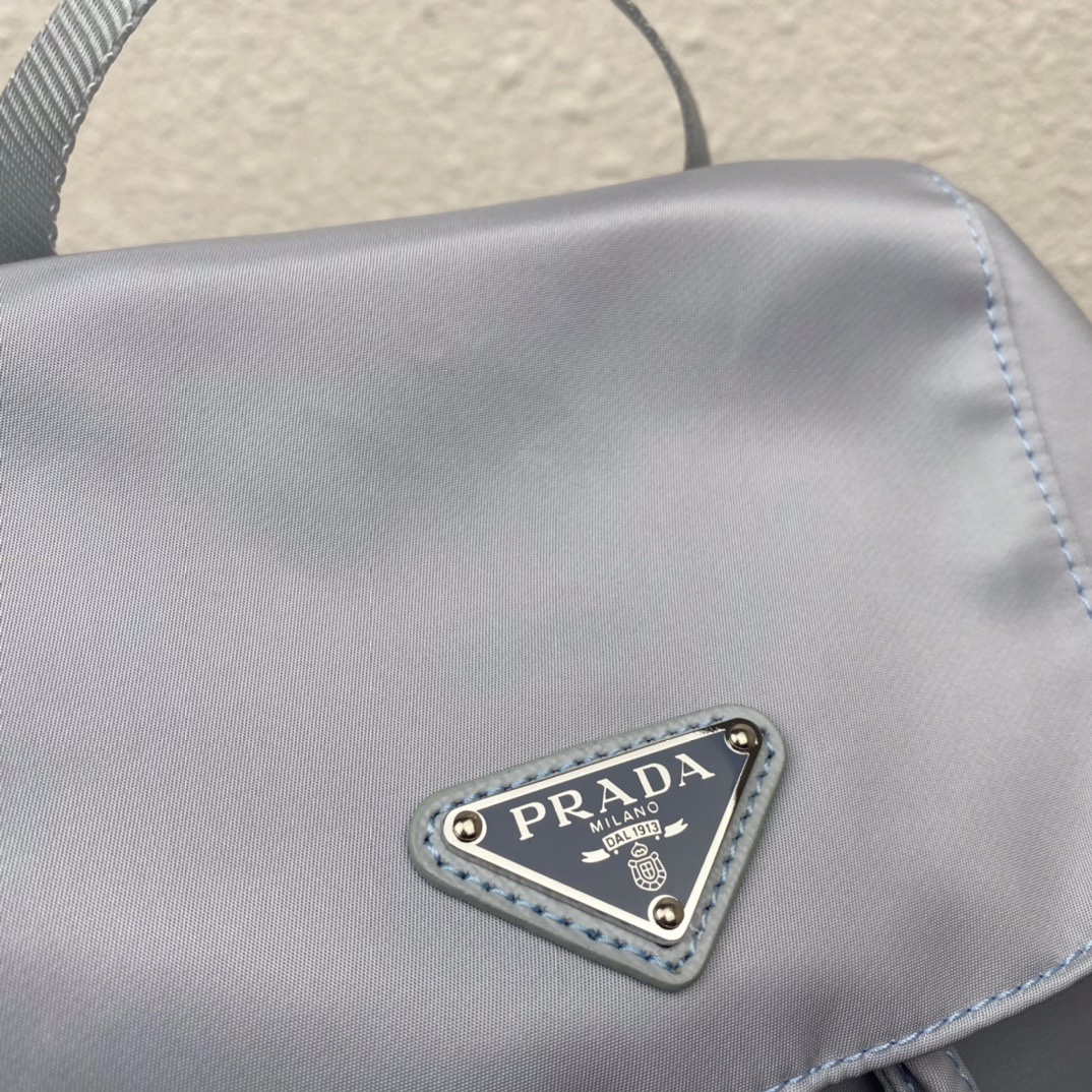 Pra*a medium nylon saffiano leather backpack light blue 1bz811 30 x 32 x 15 cm
