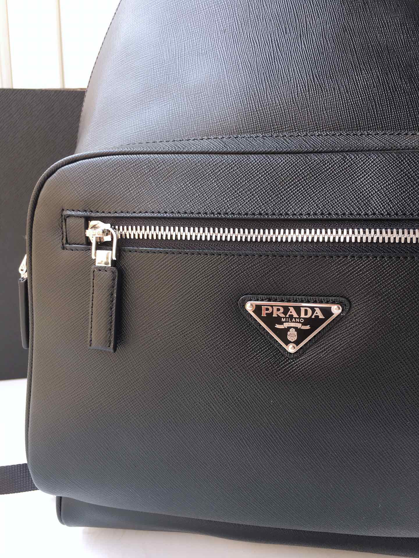 Pra*a saffiano leather backpack black 2vz032 27 x 39.5 x 16cm