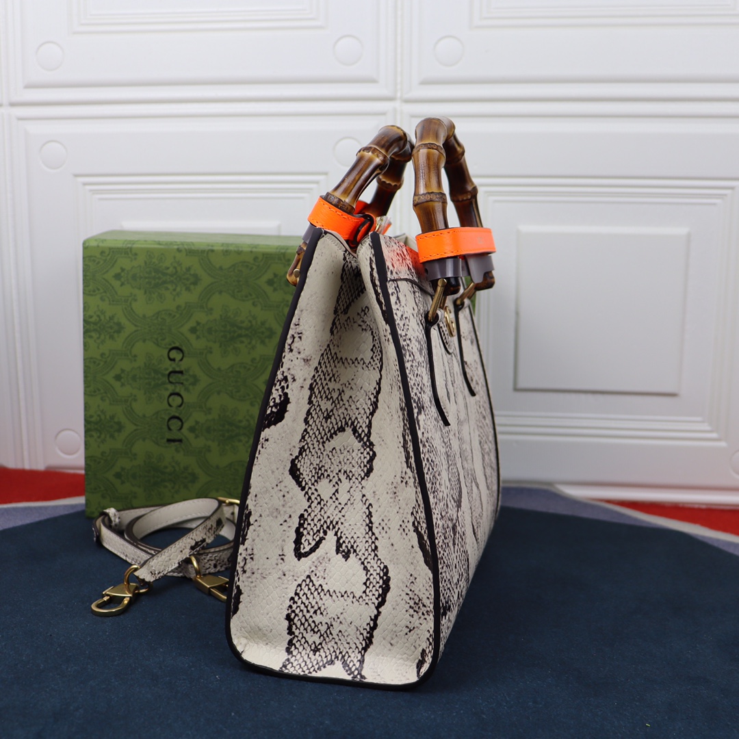 Gvc*1 small diana tote bag white python 660195 27 x 24 x 11 cm