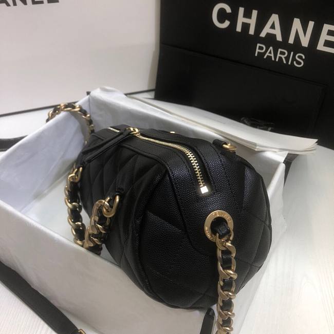 Ch**el extra mini bowling bag in black as1899 16 x 22 x 12 cm