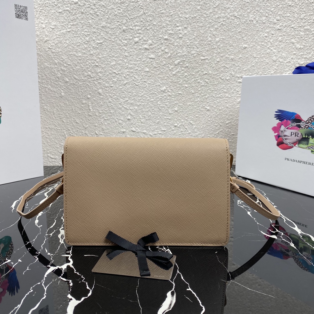 Pra*a mini saffiano leather bag beige 1bp020 20 x 12 x 4 cm