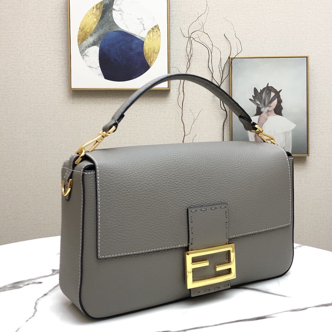 F**di large 1997 baguette leather grey 33 x 18 x 5.5 cm