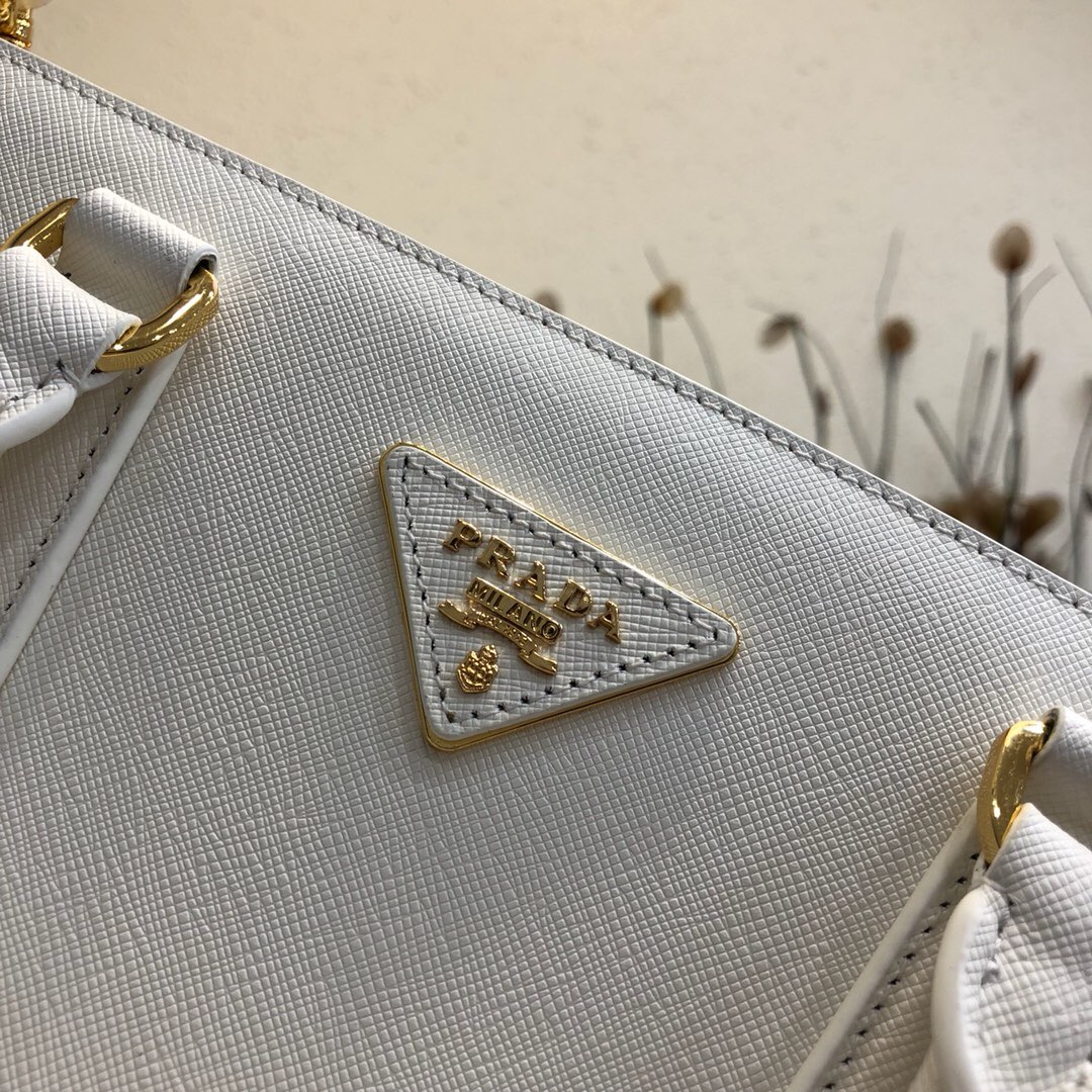 Pra*a large galleria saffiano leather bag white 1ba274 32 × 24 × 14 cm