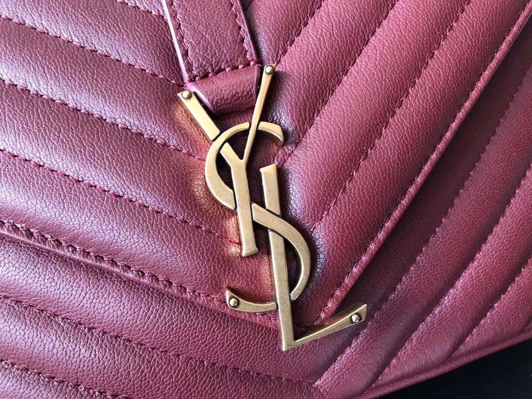 Y51 medium college in matelassÉ leather purple 600279 24 x 17 x 7 cm