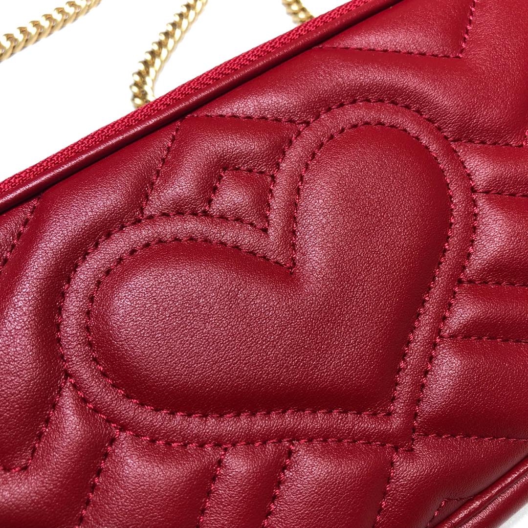 Gvc*1 gg marmont crossbody bag leather red 598596 19 x 10 cm