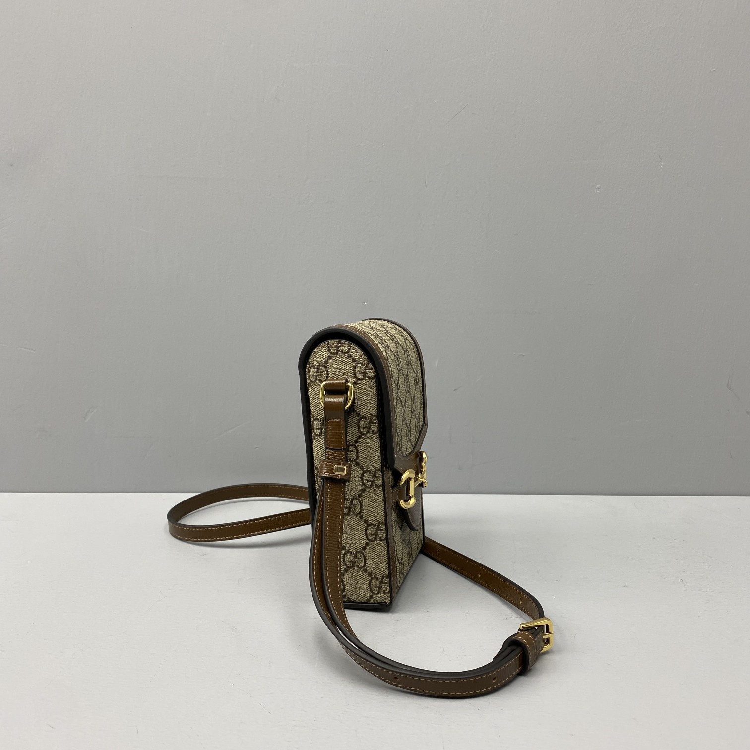 Gvc*1 mini horsebit 1955 bag ebony gg svp*me canvas beige 625615 11.5 x 17 x 4 cm